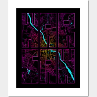 Warsaw, Poland City Map Typography - Neon Posters and Art